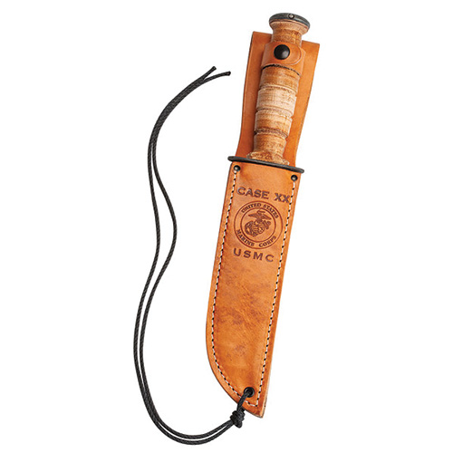 Grooved Leather USMC® Knife with Leather Sheath - Image 4