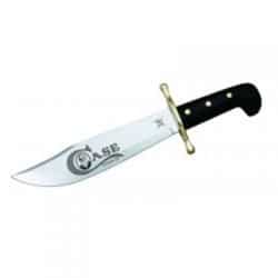 Bowie - Black Synthetic Handle w/Blade Artwork and Leather Sheath