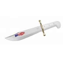 Bowie – White Synthetic Handle w/Blade Artwork and Leather Sheath
