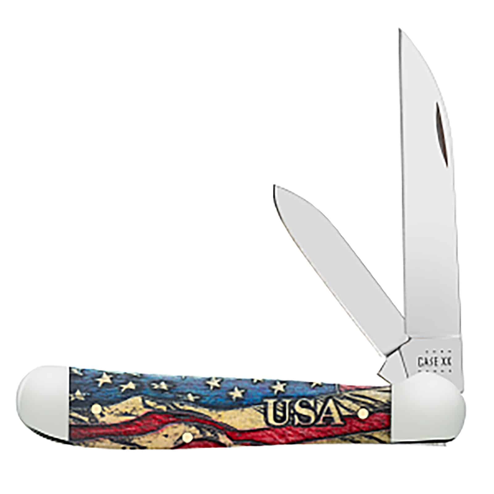 CASE XX Copperhead Pocket Knife Vintage Flag U.S.A. Embellished