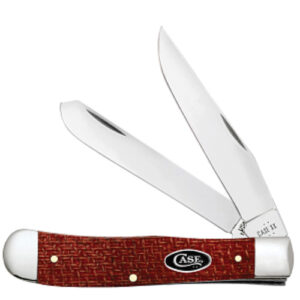 Dark Red Burlap Micarta Smooth Trapper 10254 CS