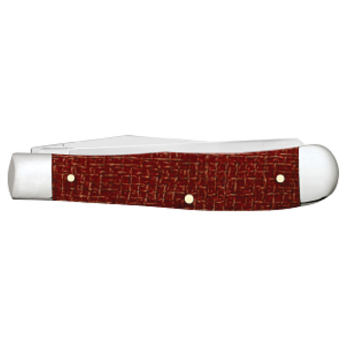 Dark Red Burlap Micarta Smooth Trapper 10254 CS - Image 3