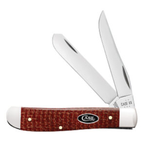 Dark Red Burlap Micarta Smooth Mini Trapper 10207 CS