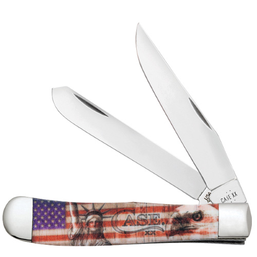 Case Patriotic CCI White Synthetic - Smooth Trapper 4254 SS