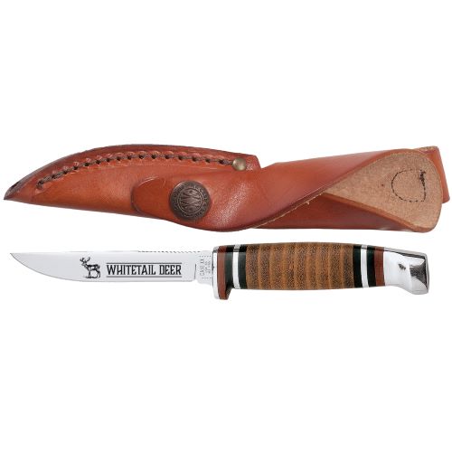WAWTCM3WT Whitetail Deer M3FINN Hunter W/Leather Sheath