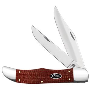 Dark Red Burlap Micarta Smooth Folding Hunter 10265 CS W/ Sheath