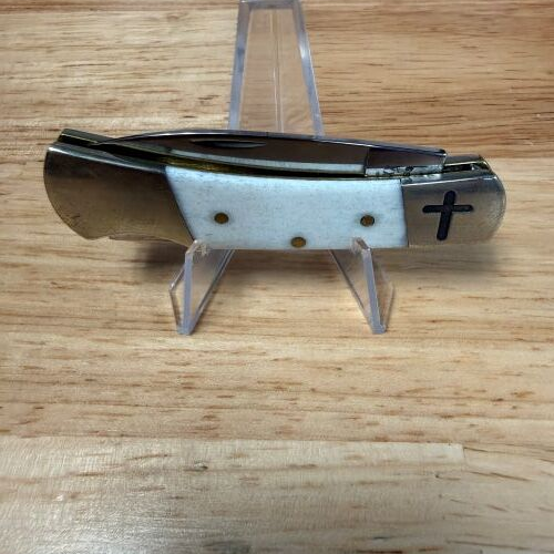 W26199 Smooth Natural Bone Cross Bolster Lockback 61225L SS - Image 3